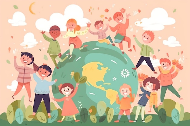 Flat illustration graphic design world children's day concept