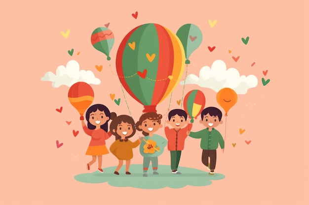 Flat illustration graphic design world children's day concept