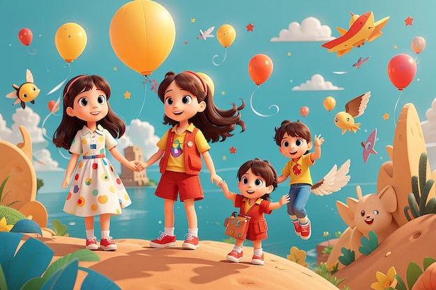 Flat illustration graphic design world children's day concept