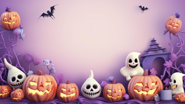 Плоская иллюстрация Хэллоуин баннер или фон приглашения на вечеринку Полная луна в оранжевых пауках неба