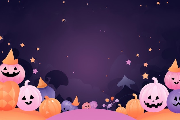 Flat illustration Halloween banner or party invitation background Full moon in orange sky spiders