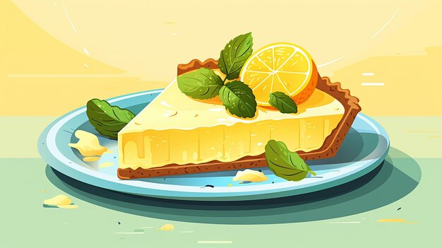 flat illustration lemon tart a bright flat colored illustration