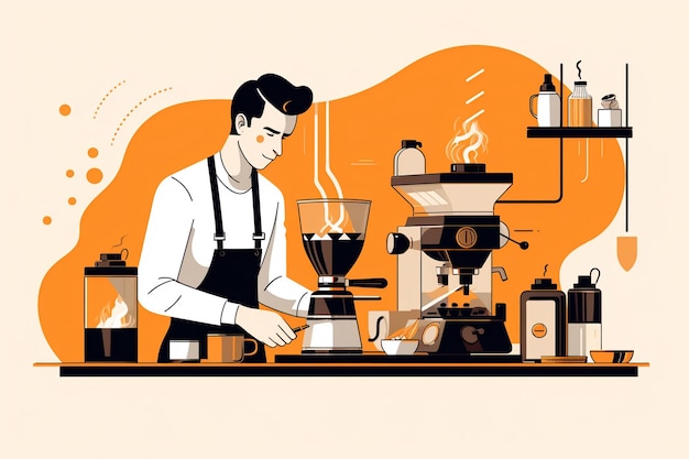 Foto illustrazione piatta barista maschio