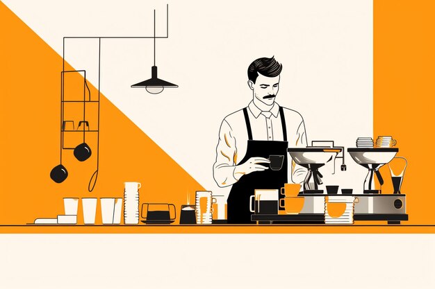 Flat illustration male barista