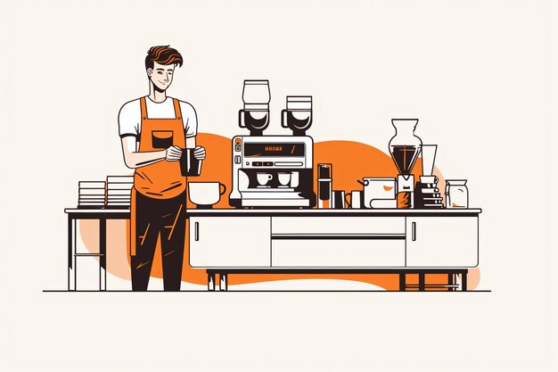 Photo flat illustration male barista