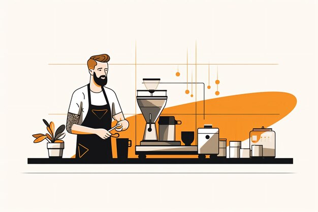 Foto illustrazione piatta barista maschio