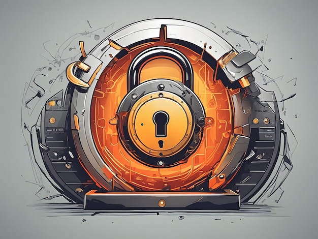 Flat illustration of network security lock concept