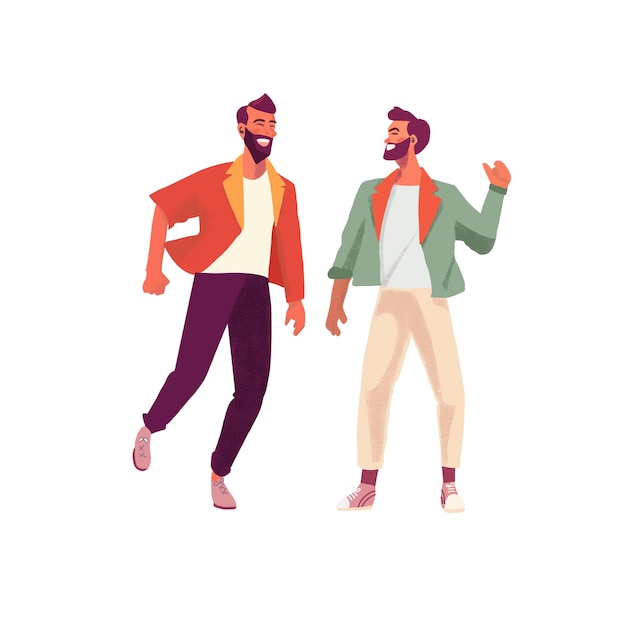 Flat illustration organic graphic design pride day gay couple in love concept