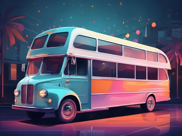 flat illustration of Party bus