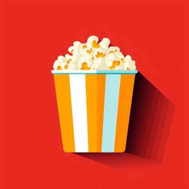 Photo flat illustration of popcorn bucket isolated cinema design movie and film concept