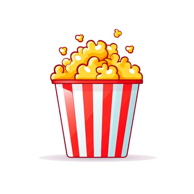 Flat illustration of popcorn bucket isolated Cinema design Movie and film concept