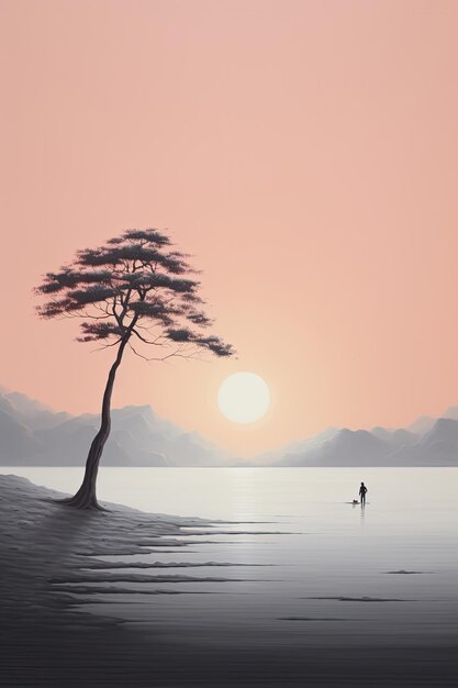 Flat Illustration Serene and Calm Landscape for Relaxation