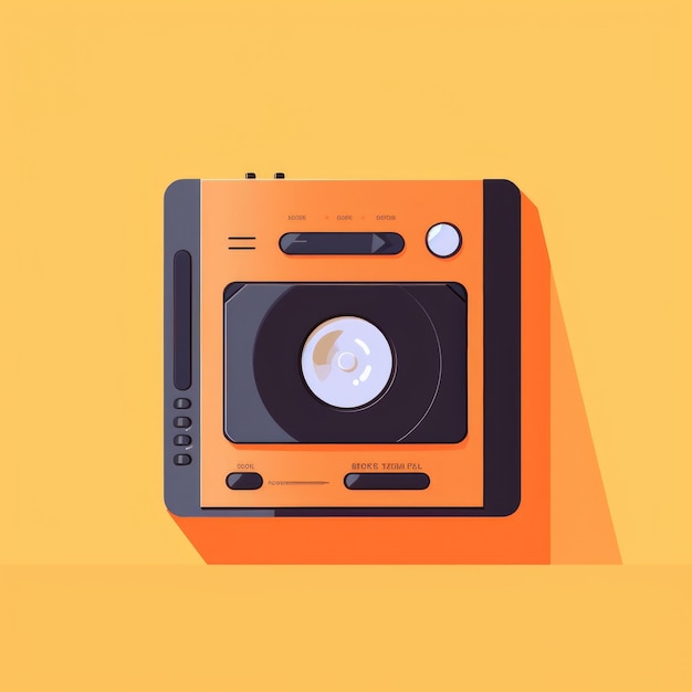 Flat image of the Media Player on an orange background Simple vector icon of the Media Player Digi