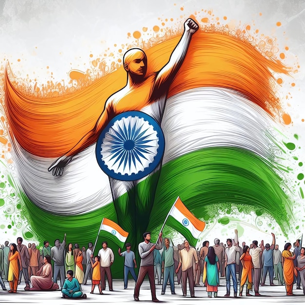 Flat Indian independence day illustration