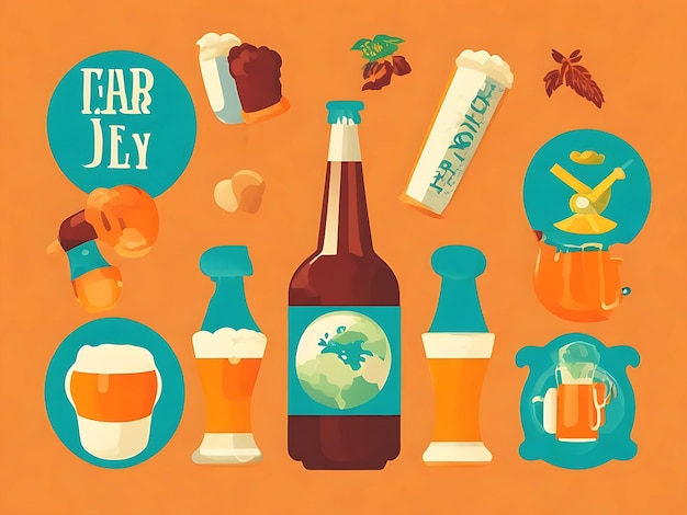 Flat international beer day illustration generated by ai