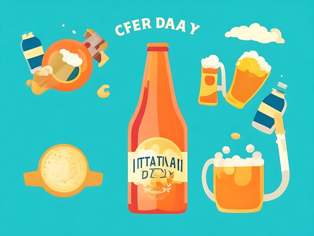 Photo flat international beer day illustration generated by ai