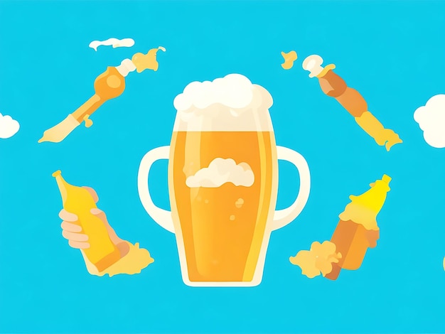 Flat international beer day illustration generated by AI