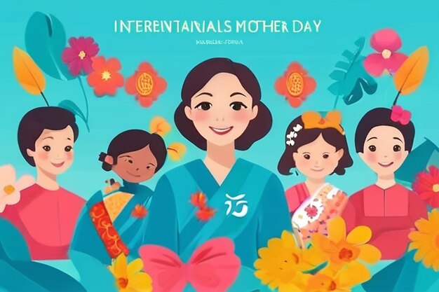 Photo flat international mother language day landing page template