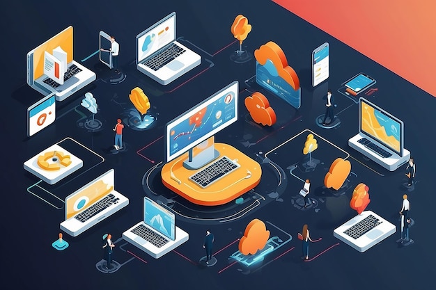 Flat isometric illustration concept Business Continuity and Disaster Recovery