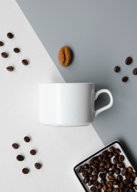 Flat lay arrangement with coffee cup mock-up