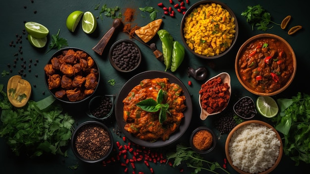 Flat lay assortment with delicious brazilian food generative ai