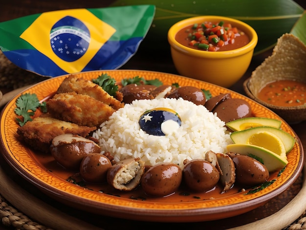 Foto assortimento piatto con delizioso cibo brasiliano