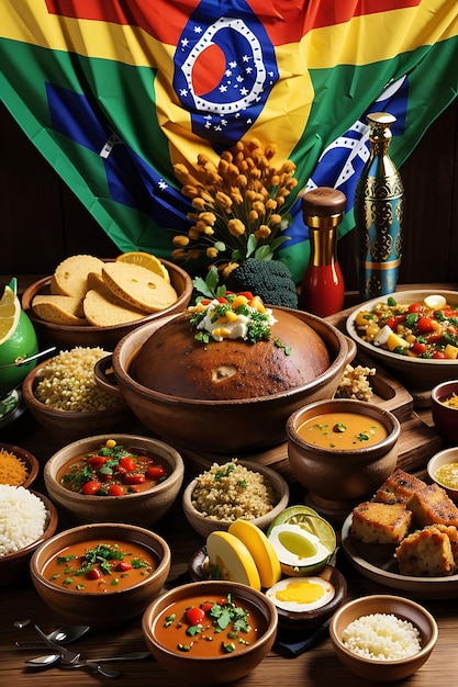 Photo flat lay assortment with delicious brazilian food