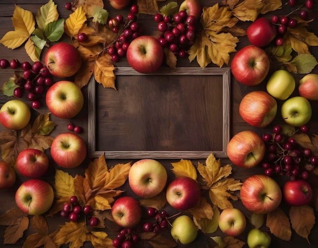 Flat lay assortment with food on wooden background