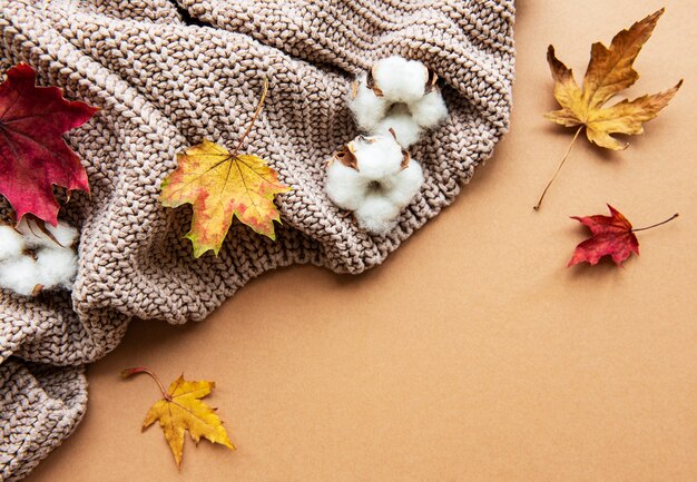 Flat lay autumn composition.