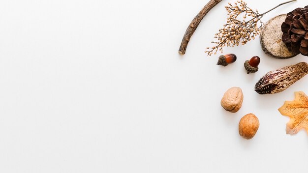 Photo flat lay of autumn elements on surface