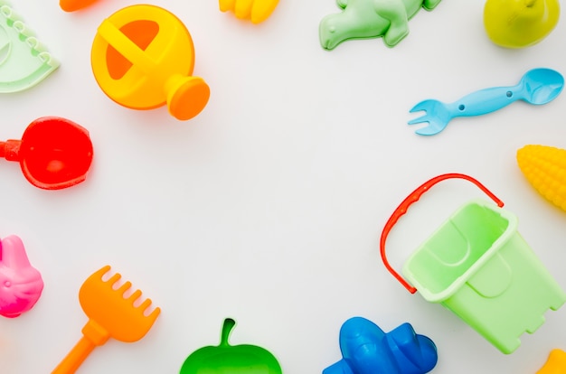 Flat lay beach toys for kids