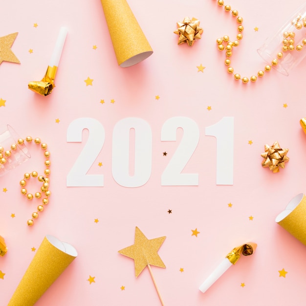 Flat lay of beautiful new year concept