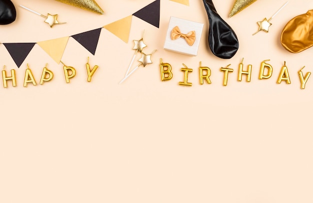 Photo flat lay birthday frame with copy-space