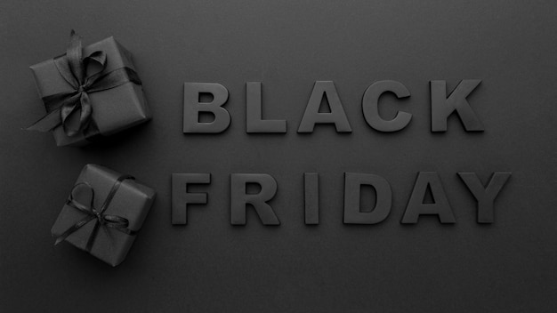 Photo flat lay black friday letters assortment