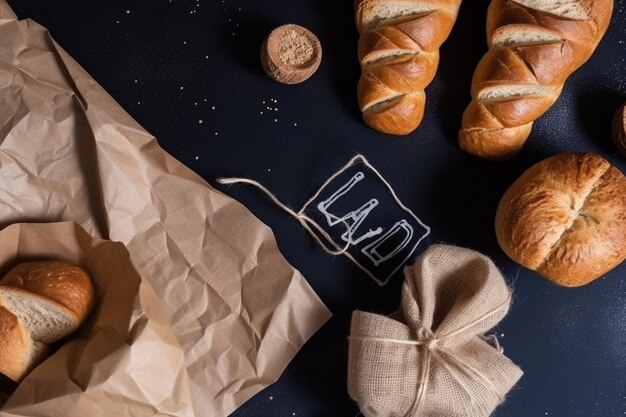 Photo flat lay bread letters for father's day closeup