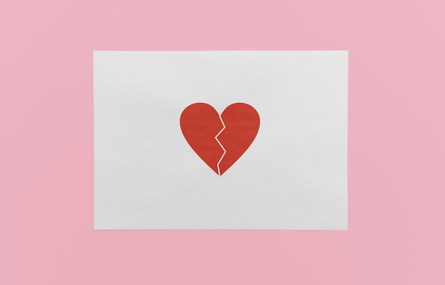 Photo flat lay of broken heart background