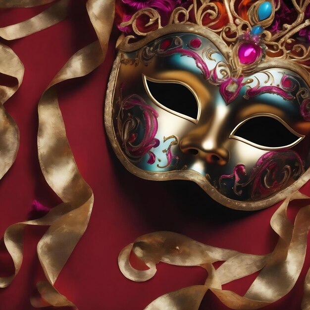 Flat lay of a carnival mask