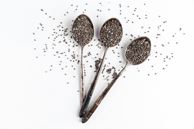 Photo flat lay of chia seeds concept