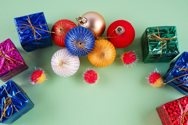 Photo flat lay for christmas decoration taken from above