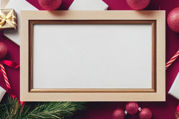 Flat lay christmas new year frame mockup