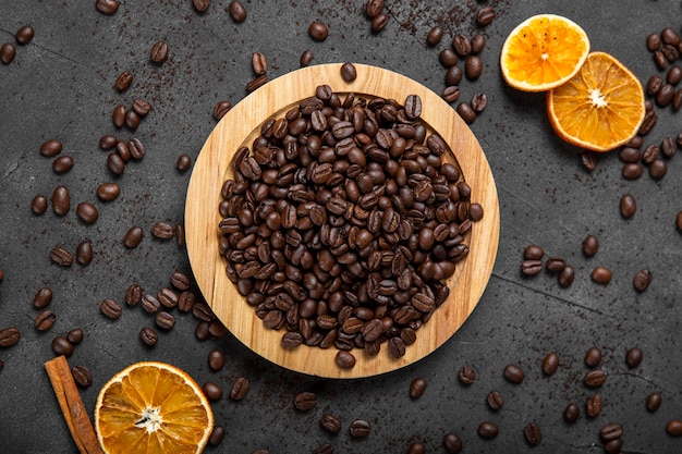 사진 나무 보드에 평평하다 커피 콩