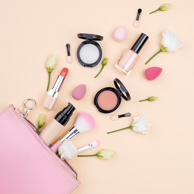 Photo flat lay collection of beauty products