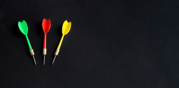 flat lay colorful darts with copy space