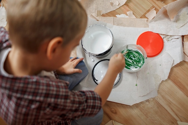 Disposizione piatta dello strumento di colorazione per il miglioramento della casa, la manutenzione e la riparazione, lo stile di vita familiare.