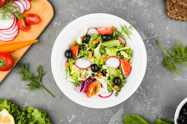 Flat lay composition of healthy vegetables