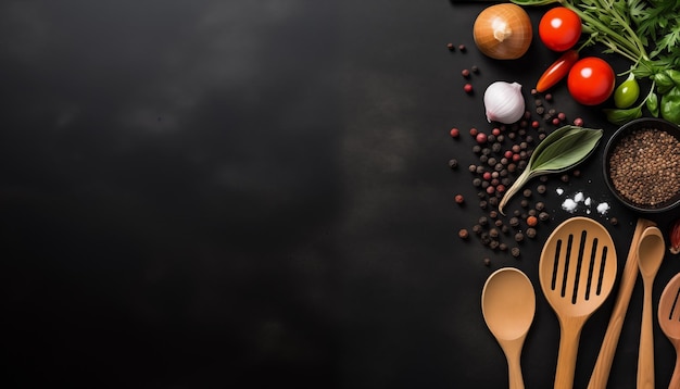 Flat lay composition of Kitchen utensils