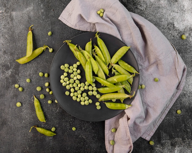 Flat lay composition of peas