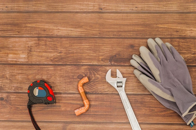 Flat lay composition of tools