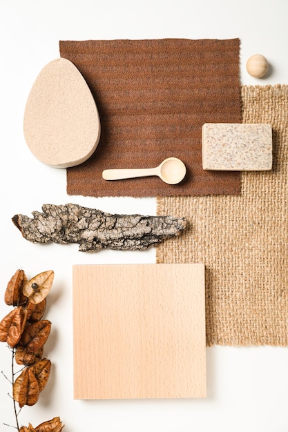 Flat lay of creative moodboard composition top view