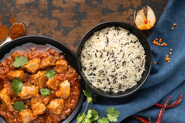 Photo flat lay delicious indian food